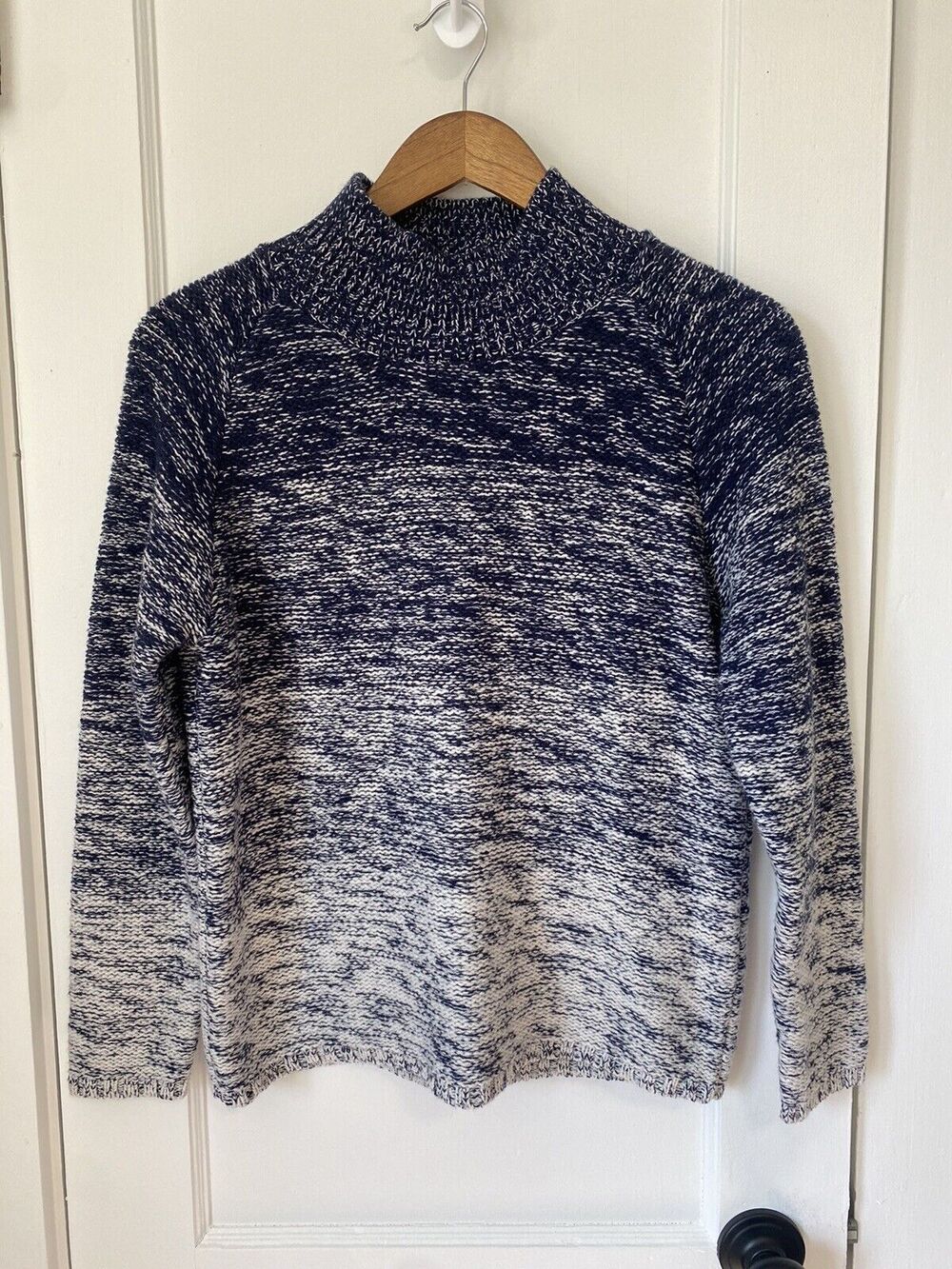 Biancalancia EU 42 Virgin Wool Silk Cashmere Ombre Blue Sweater EUC Mock Neck